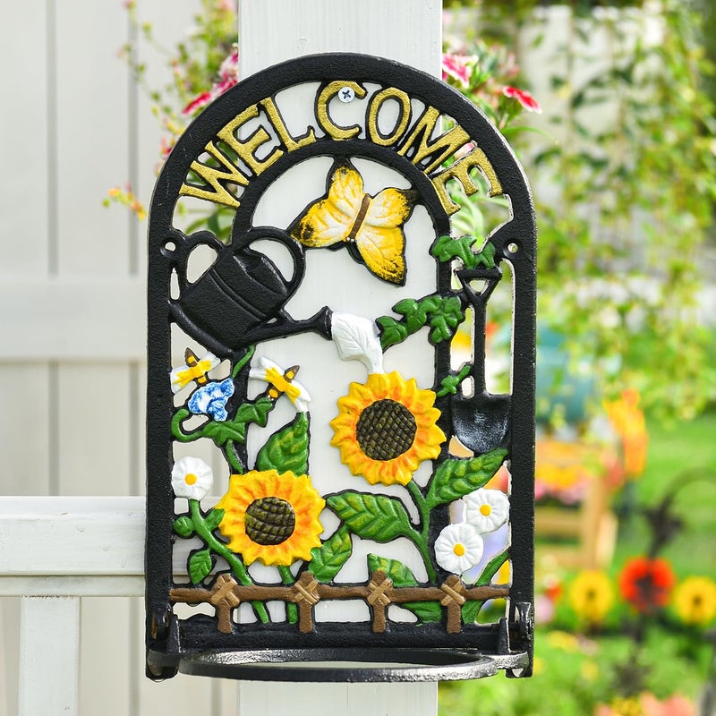 Sungmor Cast Iron Decorative ColorPainted Hanging Plant Shelf  Wall Hanging Flower Holder and Balcony WallMount Flower Stand  Plant Stand on Wall for Indoor and Outdoor Use