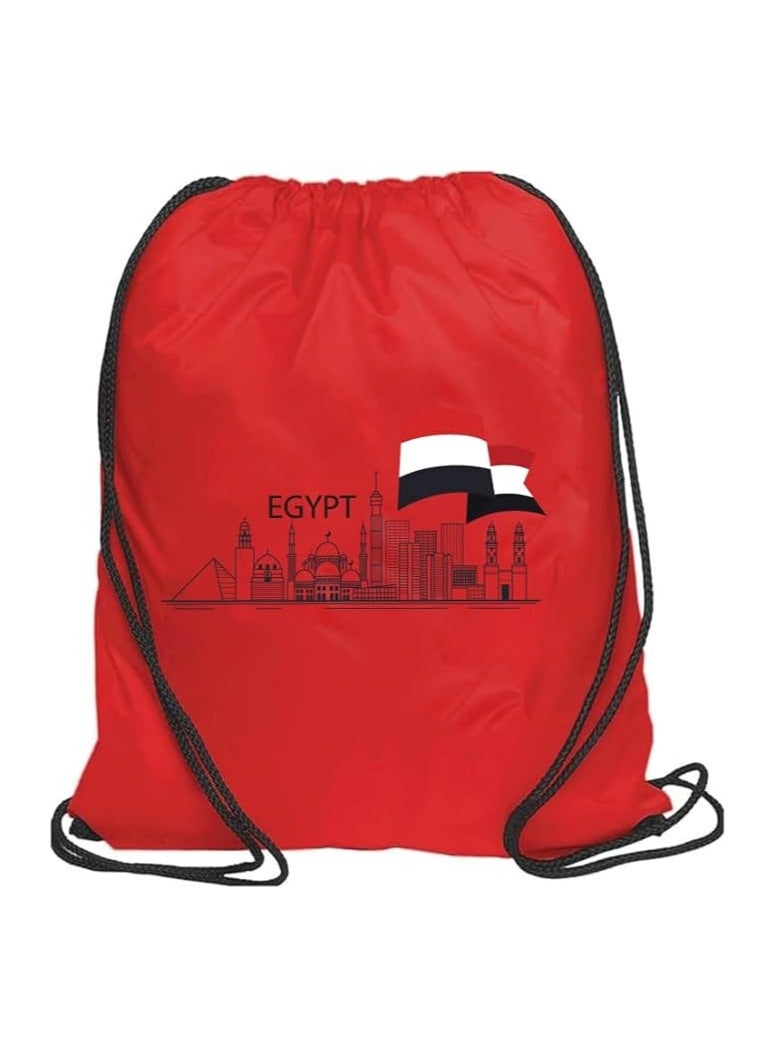 حقيبة برباط لليوم الوطني المصري - هدية لليوم الوطني المصري مع حقيبة برباط أفق - مثالية للصالة الرياضية والسفر (أسود، عبوة من 12 قطعة) - Image 1