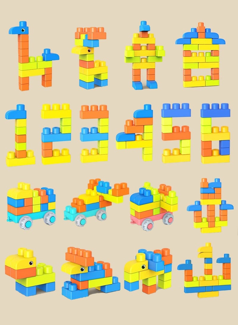 جني ثروة لعبة مكعبات قطار تعليمية للأطفال - 55 قطعة ناعمة من مادة TPE آمنة للطعام مع صندوق تخزين - هدية عائلية مميزة للأولاد والبنات - Image 3