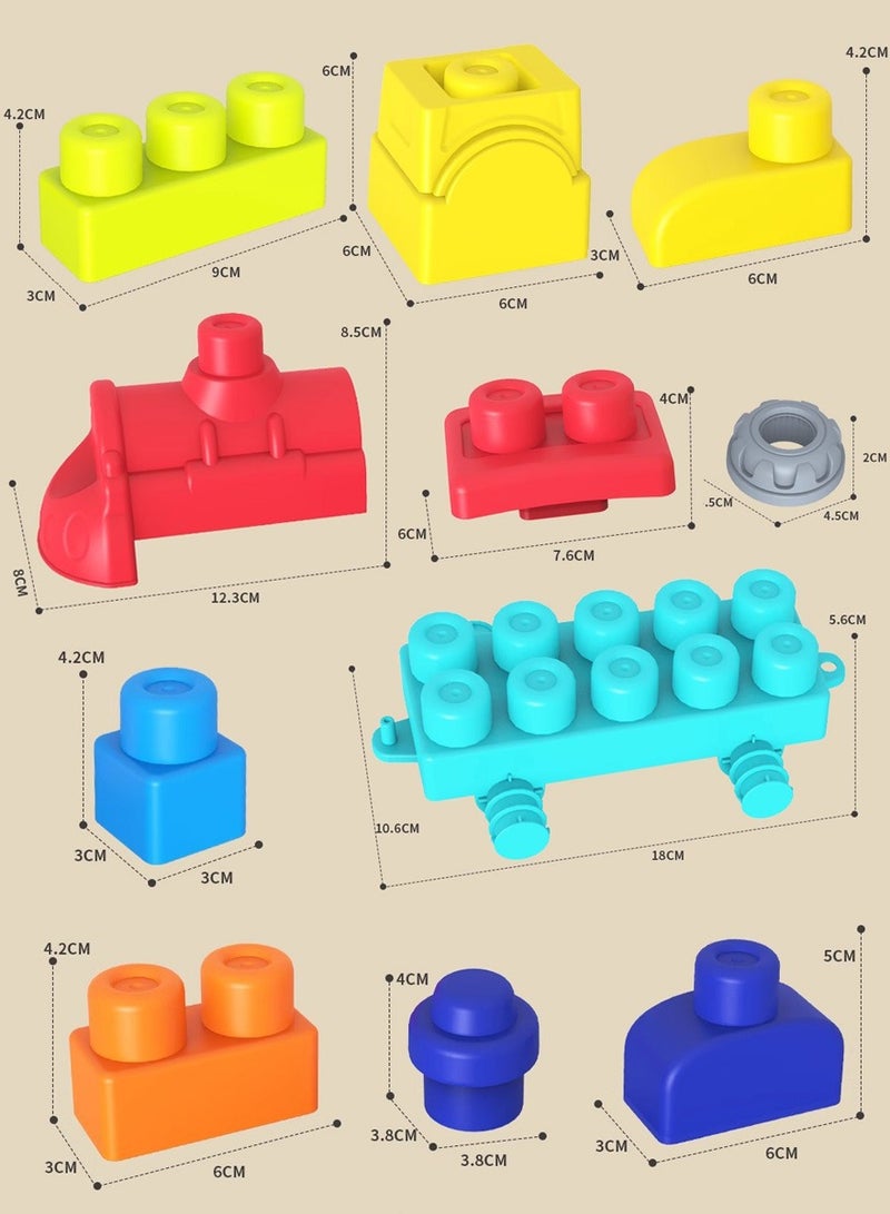 جني ثروة لعبة مكعبات قطار تعليمية للأطفال - 55 قطعة ناعمة من مادة TPE آمنة للطعام مع صندوق تخزين - هدية عائلية مميزة للأولاد والبنات - Image 2
