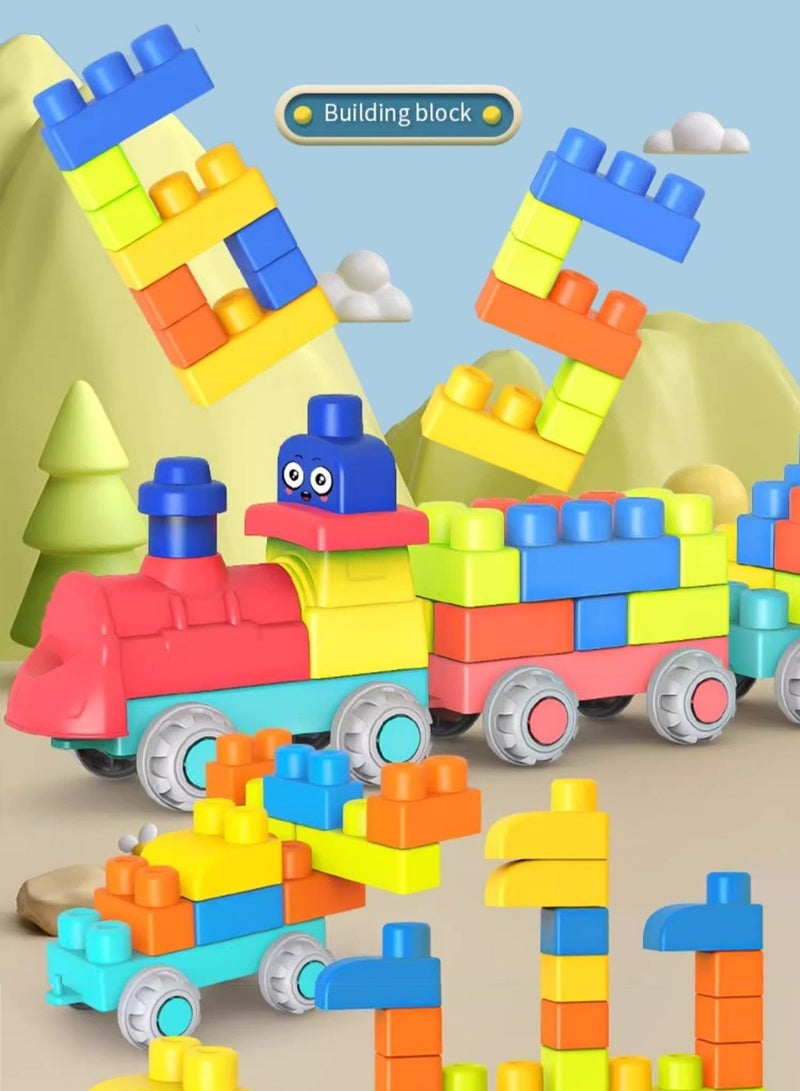 جني ثروة لعبة مكعبات قطار تعليمية للأطفال - 55 قطعة ناعمة من مادة TPE آمنة للطعام مع صندوق تخزين - هدية عائلية مميزة للأولاد والبنات - Image 5