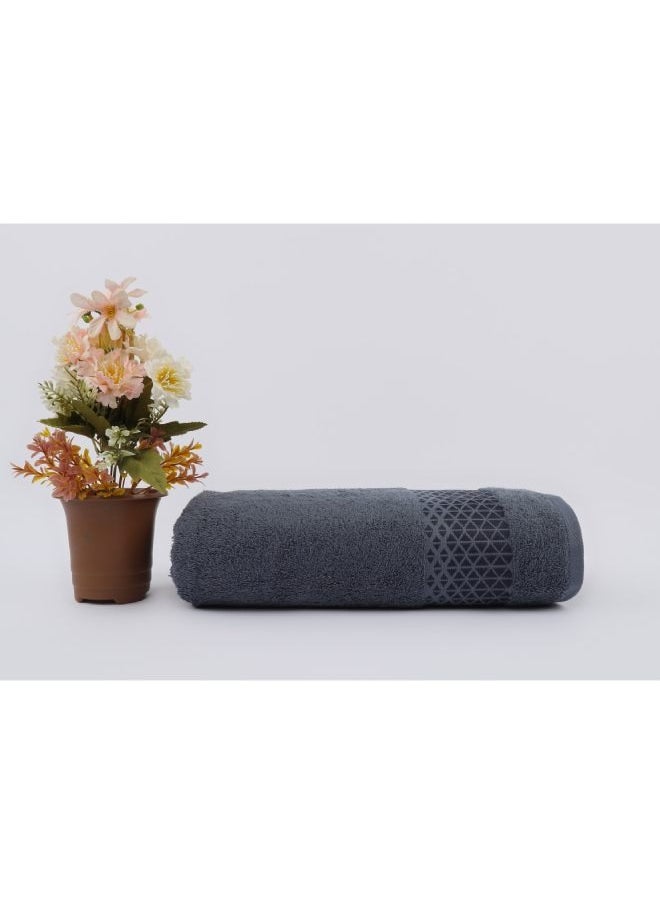 White Rose Triangle Towels - 500 GSM - 100% Cotton Terry - Jacquard Border- 1 Bath Sheet 85x170 cm- Luxury Touch - Extra Absorbent-Blue  - Image 1