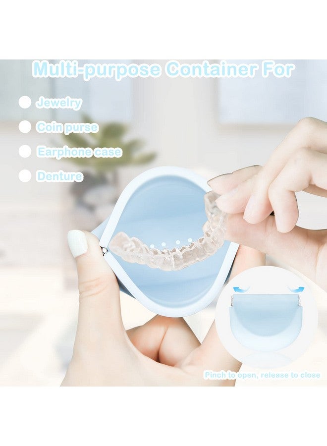 CANIPHA Silicone Retainer Case, Denture Case Retainer Holder With Vent Holes, Portable Retainer Cleaner Case For Women Men Kids Boys Girls, Mouth Guard Aligner Case Dental Retainer Container Case (Light Blue) - Image 2