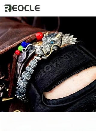 Bracelet for Men with Dragon Head Ring Clasp Stainless Steel Bracelet Cuff Open Strong Amulet Jewellery Protection 23cm - view 4