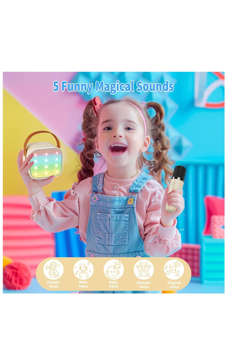 Mini Karaoke Machine for Kids, Portable Bluetooth Speaker with 2 Wireless Microphone for Adults with Led Lights, Karaoke Gifts for Girls and Boys Birthday Home Party - Image 2