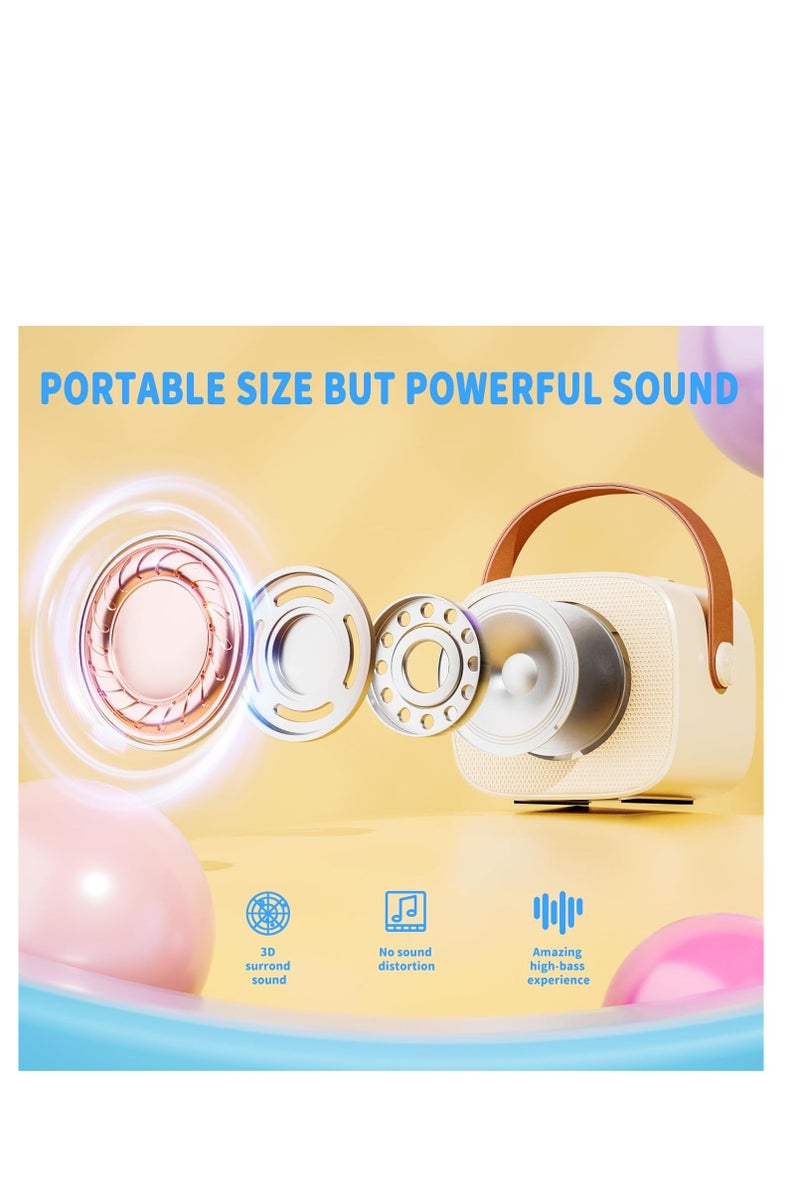 Mini Karaoke Machine for Kids, Portable Bluetooth Speaker with 2 Wireless Microphone for Adults with Led Lights, Karaoke Gifts for Girls and Boys Birthday Home Party - Image 3