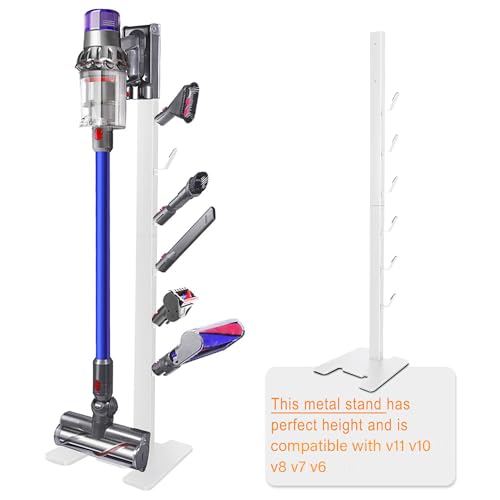 XIGOO Storage-Stand-Docking-Station-Holder Compatible with V15 Detect V11 V10 V8 V7 V6 Cordless Vacuum Cleaners, Stable Metal Organizer Rack(White, 6 Hooks) - Image 4