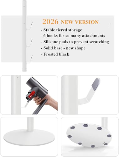 XIGOO Storage-Stand-Docking-Station-Holder Compatible with V15 Detect V11 V10 V8 V7 V6 Cordless Vacuum Cleaners, Stable Metal Organizer Rack(White, 6 Hooks) - Image 2