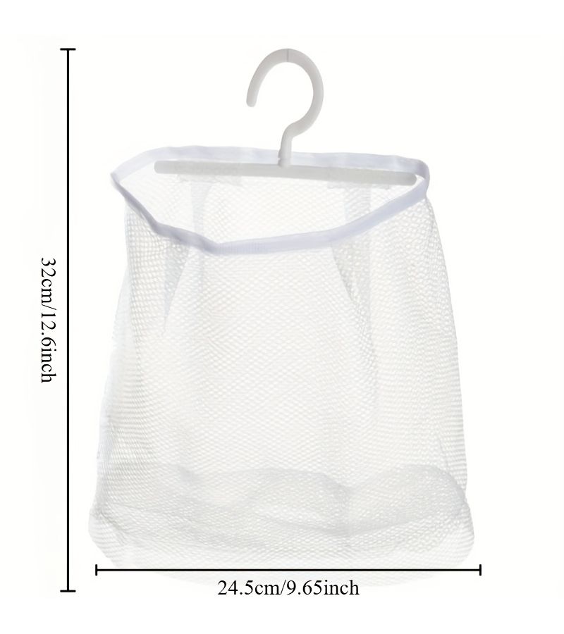 White Hanging Storage Bag Clothes Clip Basket Holder Dirty Laundry Drying Racks - Image 3