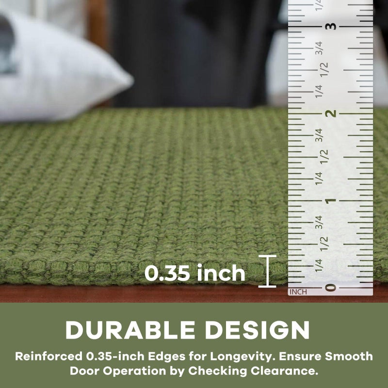 KOZYFLY Rugs for Entryway 3x5 ft Washable Area Rug Non Slip Rubber Backed Entry Rug Woven Indoor Door Mat Cotton Kitchen Rugs Floor Carpet for Entryway, Foyer, Backdoor, Bright Green/Earthy Green - Image 4