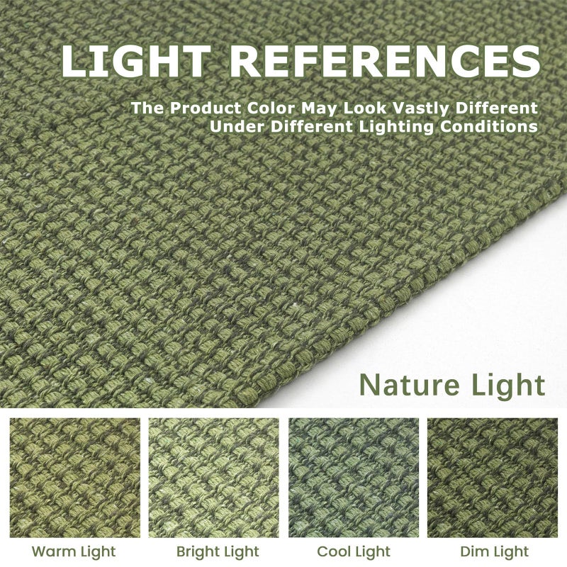 KOZYFLY Rugs for Entryway 3x5 ft Washable Area Rug Non Slip Rubber Backed Entry Rug Woven Indoor Door Mat Cotton Kitchen Rugs Floor Carpet for Entryway, Foyer, Backdoor, Bright Green/Earthy Green - Image 3