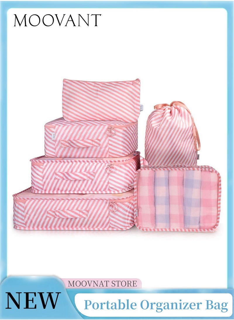 6-Piece Fashion Travel Storage Bag, Category Striped Clothes Organizer Bag, Portable Mesh Toiletry Bag Pink - pzsku/Z3A2AA5A9BB5BC12B346AZ/45/_/1713165791/d1851f9a-224d-4be8-a585-b2f4e63ec2c3