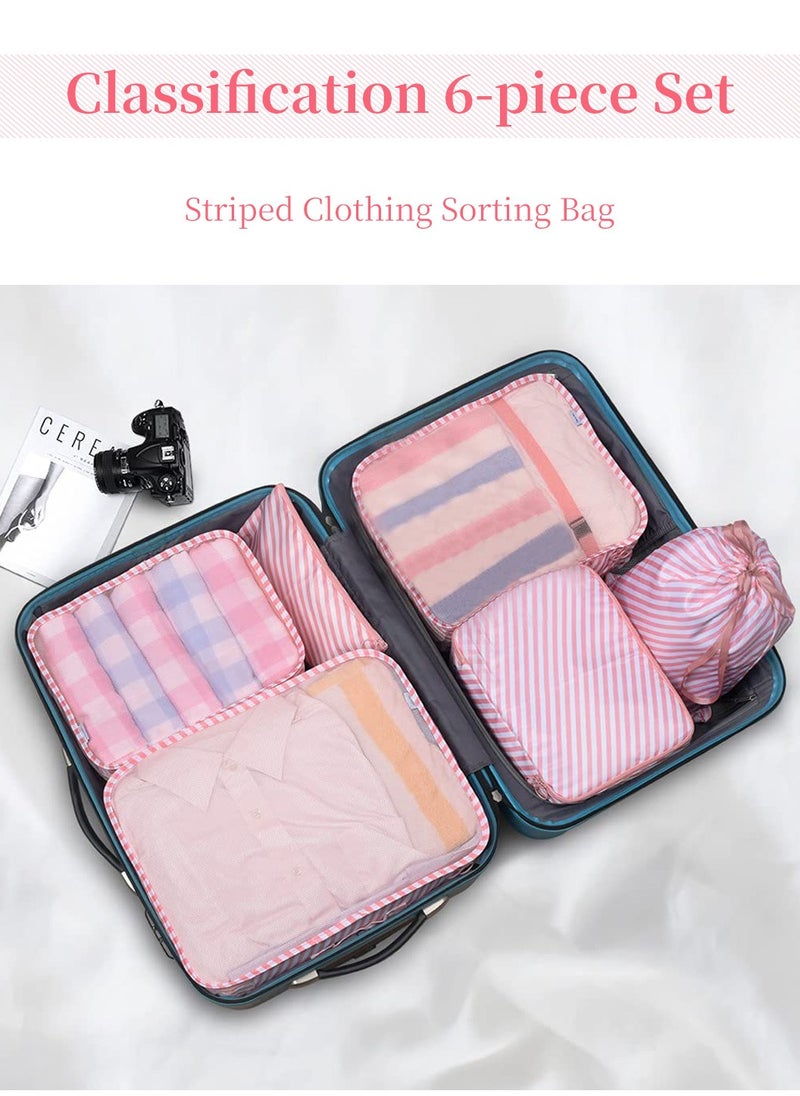 6-Piece Fashion Travel Storage Bag, Category Striped Clothes Organizer Bag, Portable Mesh Toiletry Bag Pink - pzsku/Z3A2AA5A9BB5BC12B346AZ/45/_/1718674330/b1019ba9-9a52-4fdd-9377-a8f941cd5016