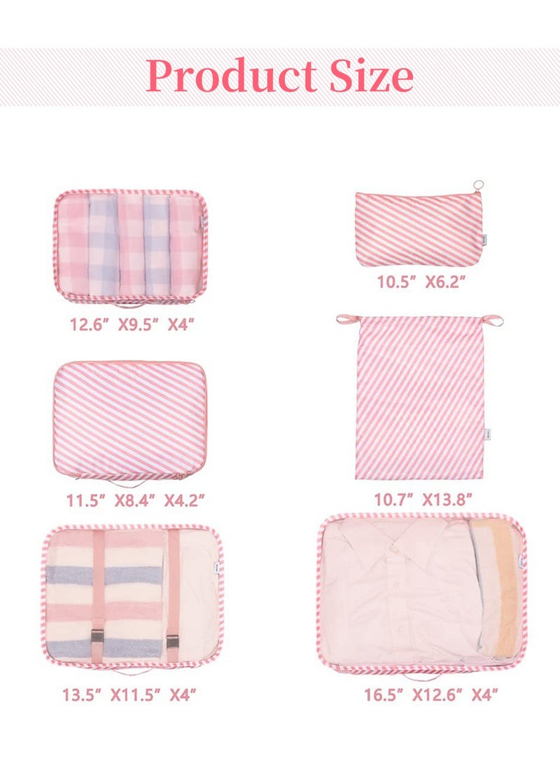 6-Piece Fashion Travel Storage Bag, Category Striped Clothes Organizer Bag, Portable Mesh Toiletry Bag Pink - pzsku/Z3A2AA5A9BB5BC12B346AZ/45/_/1718674340/ca818026-8787-46a7-94e8-f8fc8d5d0c6a
