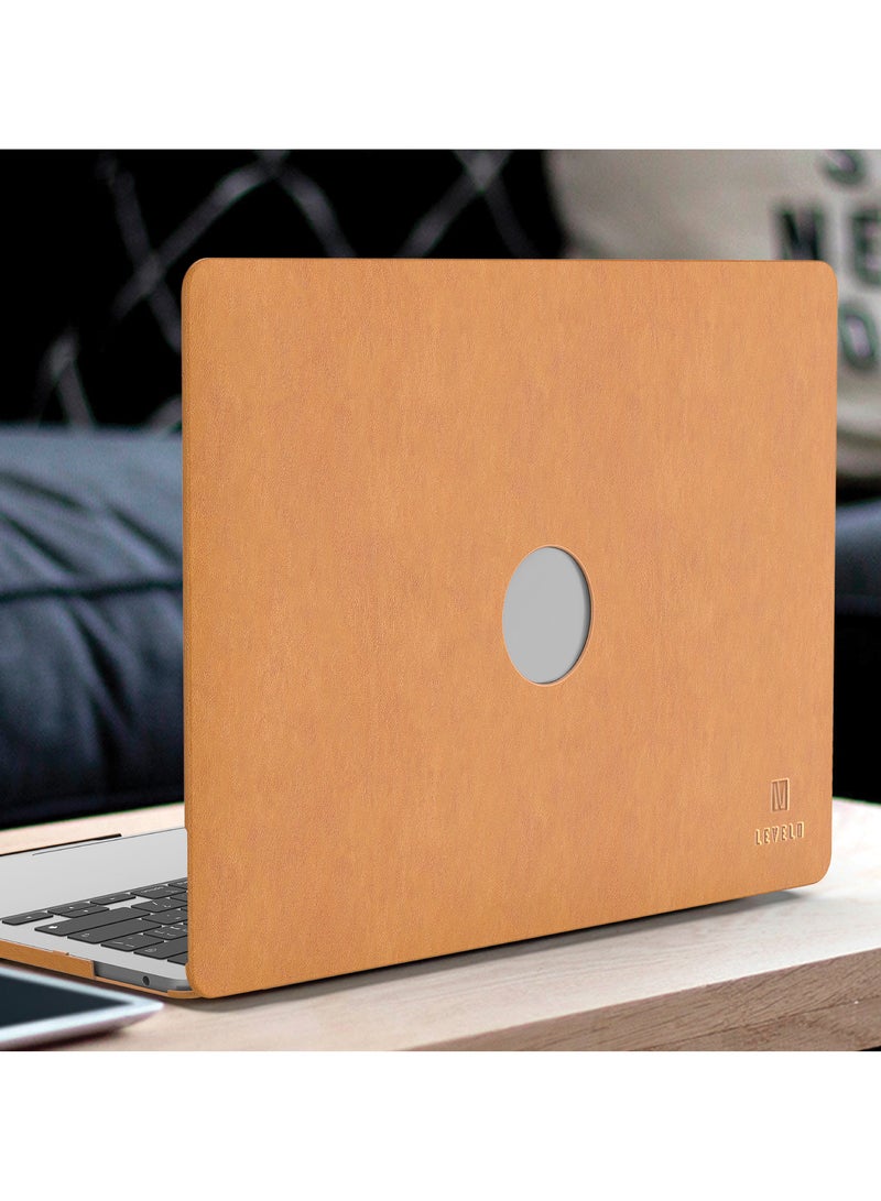 LEVELO Gevena Leather Cover for Macbook Pro 15 inch/ Lightweight and Ultra-Thin Laptop Case / Scratch and Damage Protection - Brown  - Image 4