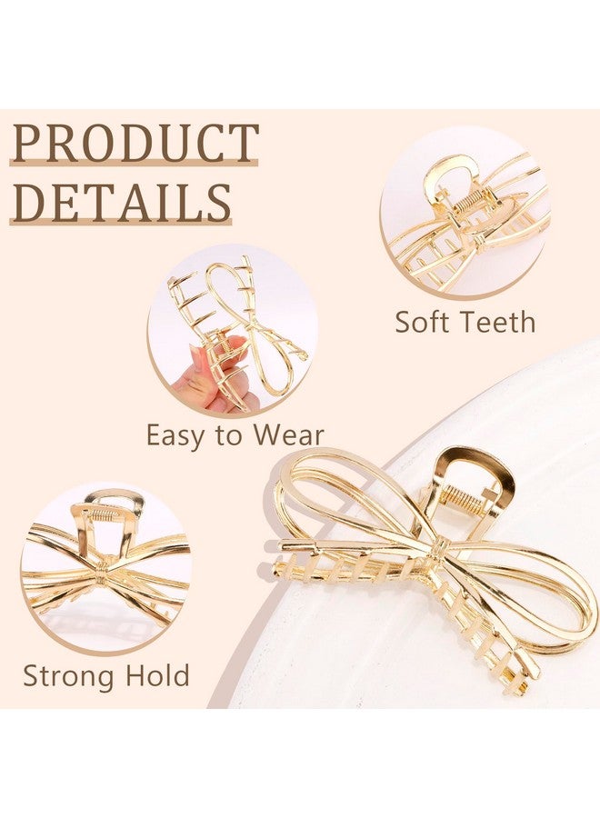 Vovii Metal Bow Claw Hair Clips for Thin/Thick Hair - Cute Bow-Shaped Hair Claw Clips with Bows for Women (Gold, Silver) - Image 4