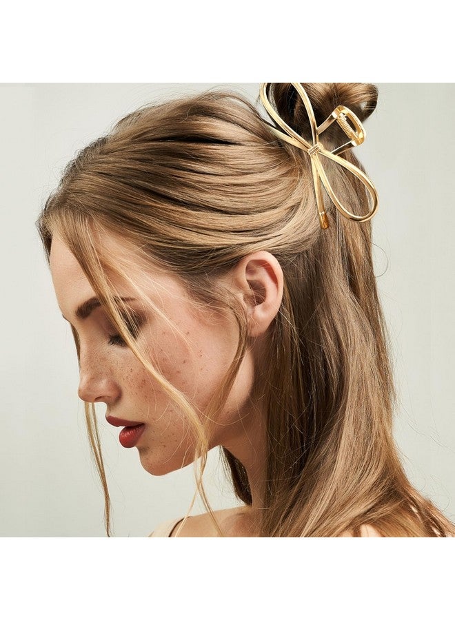 Vovii Metal Bow Claw Hair Clips for Thin/Thick Hair - Cute Bow-Shaped Hair Claw Clips with Bows for Women (Gold, Silver) - Image 5