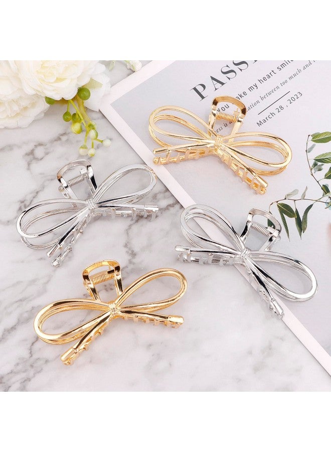 Vovii Metal Bow Claw Hair Clips for Thin/Thick Hair - Cute Bow-Shaped Hair Claw Clips with Bows for Women (Gold, Silver) - Image 2