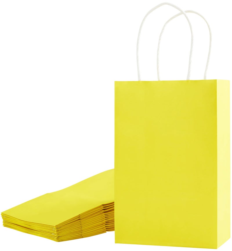SUNCOLOR 12-Pack Yellow Gift Bags with Handles â€“ 8" Recyclable Small Paper Goodie Bags for Party Favors, Easter, Birthdays, Baby Showers & Sunshine-Themed Events - Image 1