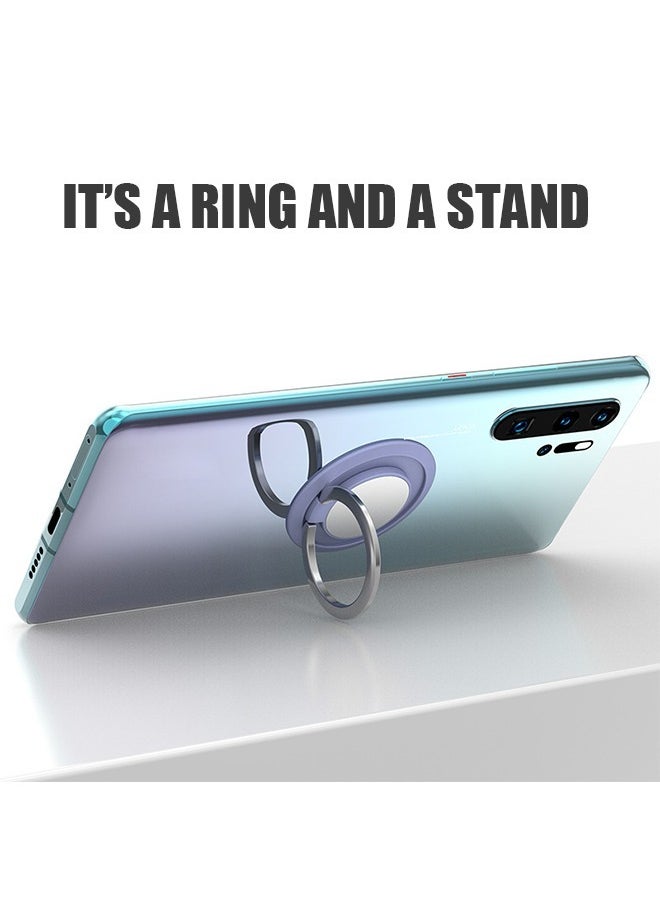 Generic - 2 Pcs Magnetic Cell Phone Ring Holder, 360° Rotation Collapsible Mobile Phone Grip Stand Holder, Finger Ring Grip (Silver+Purple) - Image 1