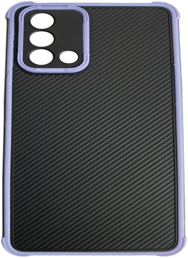 Generic For Oppo A74 Case Cover Carbon Shock Absorption Hard PC Back Four Edges Protection Case Cover - Black V Line Purple New 