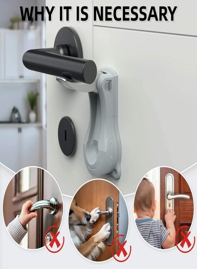 PUGED Baby Proof Door Handle Lever Lock Child Proofing Safety Lock for Door Handles Door Lever Lock One Hand Operation Simple Install No Drilling Child Safety Door Handle Lock (Grey, 1 Pack) - Image 3