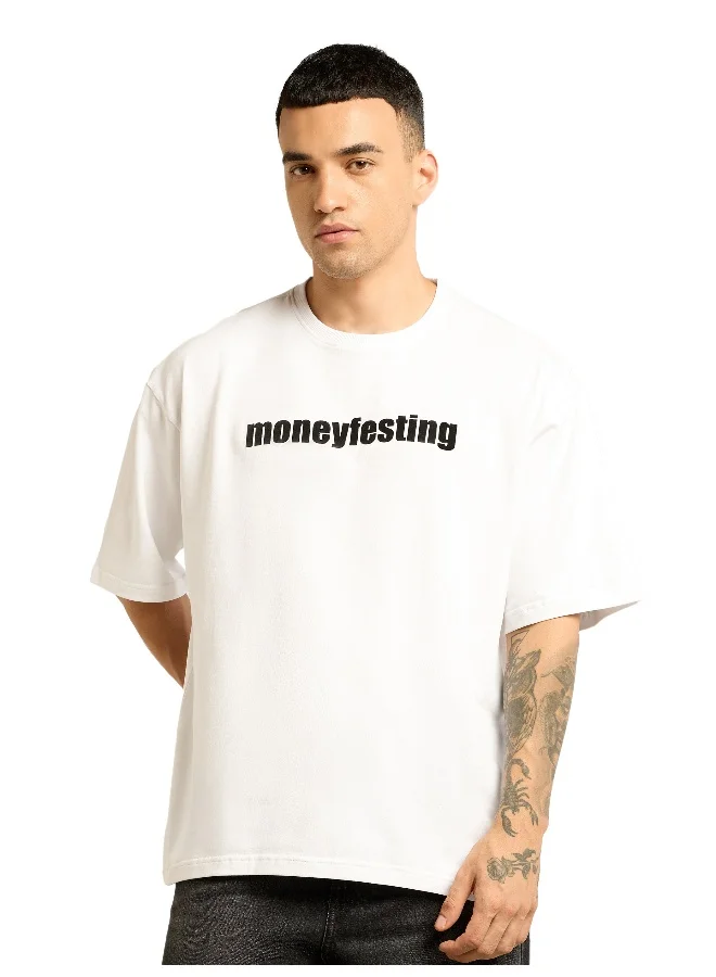 Beyoung White Moneyfesting Oversized T-Shirt