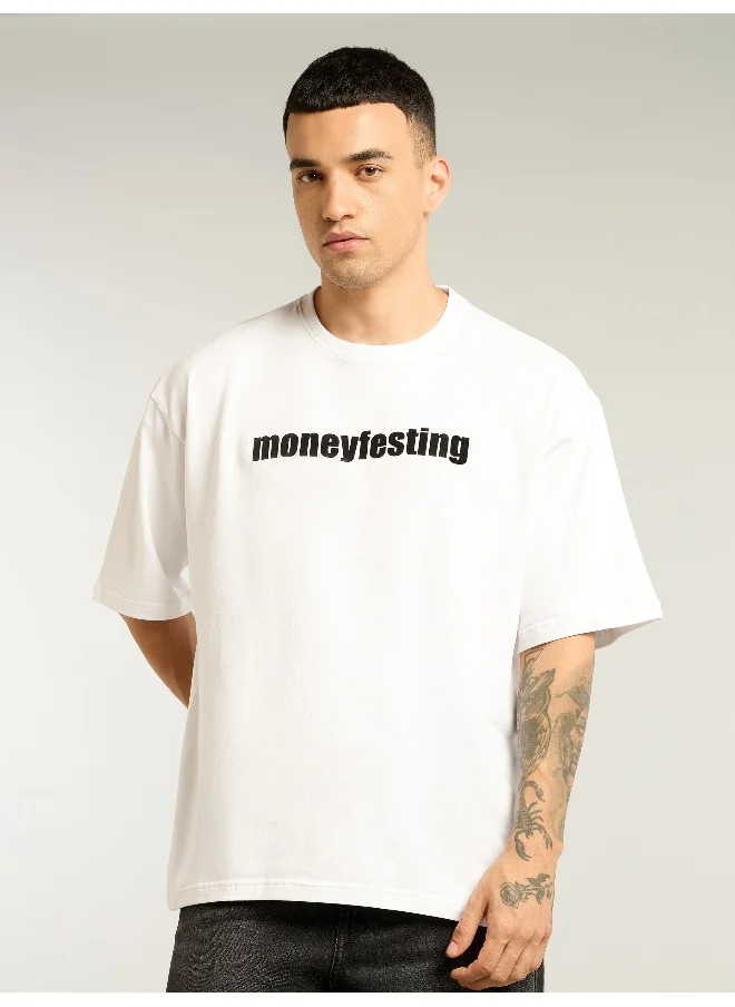 Beyoung White Moneyfesting Oversized T-Shirt