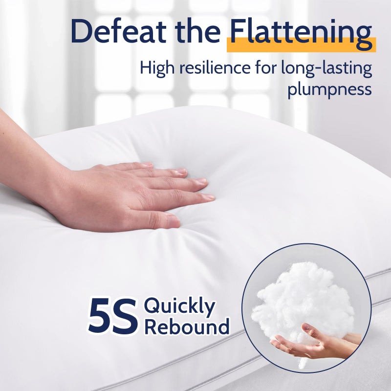 ROUMEA Pillows King Size Set of 2, Gusseted Bed Pillows for Sleeping 2 Pack, Luxury Hotel Quality, Supportive King Pillow with Soft Down Alternative for Back Stomach Side Sleepers,Machine Washable - Image 5