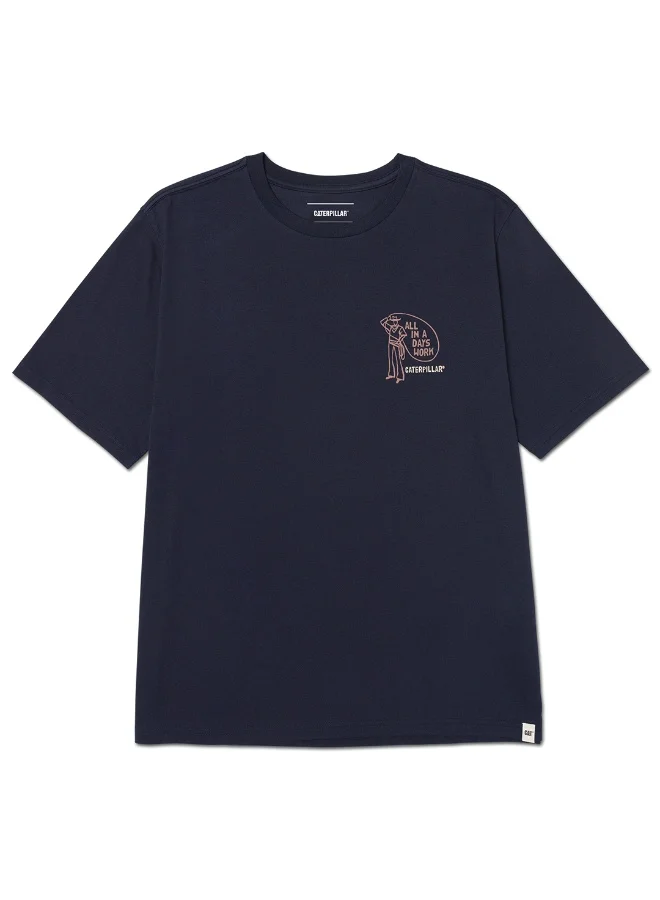 Caterpillar CAT Men’s All In A Day’s Work Graphic Tee – 60% Cotton 40% Recycled Polyester – Soft Jersey – Chest Print