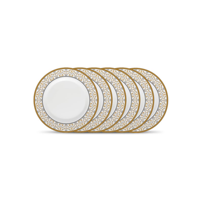 La Opala Diva Sovrana Collection Opal Glass Crockery | Quarter Plate Set of 6 Moroccan Gold | Side Plate for Snacking & Gifting | Microwave Safe | 100% Vegetarian | Extra Strong | Super Light & White - Image 5