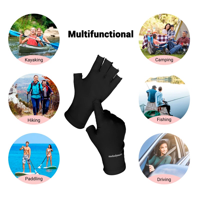 MelodySusie MelodySusie UV Gloves for Gel Nail Lamp, Professional UPF50+ UV Protection Gloves for Manicures, Art Skin Care Fingerless Glove for Women Men Protect Hands from Sun and Nail Dryer Harm (Black)  - Image 5