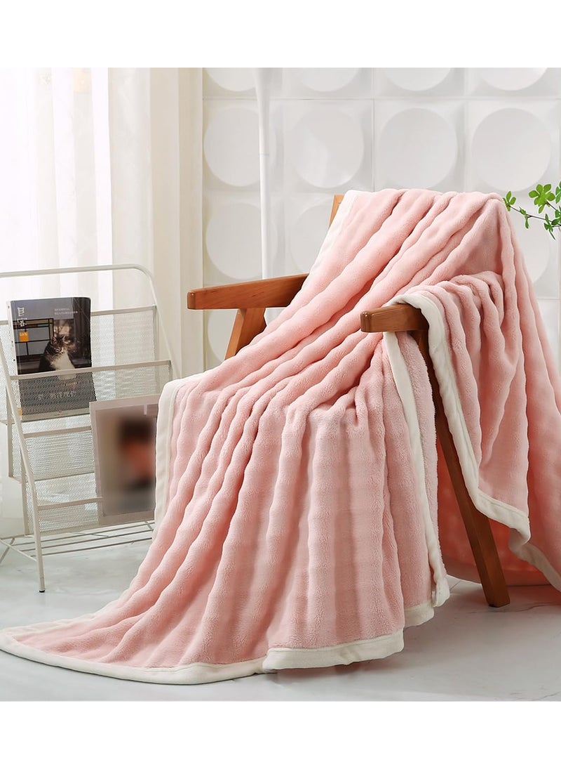 زيريفام zerifam بطانية -- بطانية الشتاء ، سميكة فقاعة نسيج بطانية ، مناسبة للمكاتب ، والكراسي ، والأرائك ، والتخييم السفر قيلولة بطانية حجم 180 * 200 سم ( الوردي ) . - Image 1