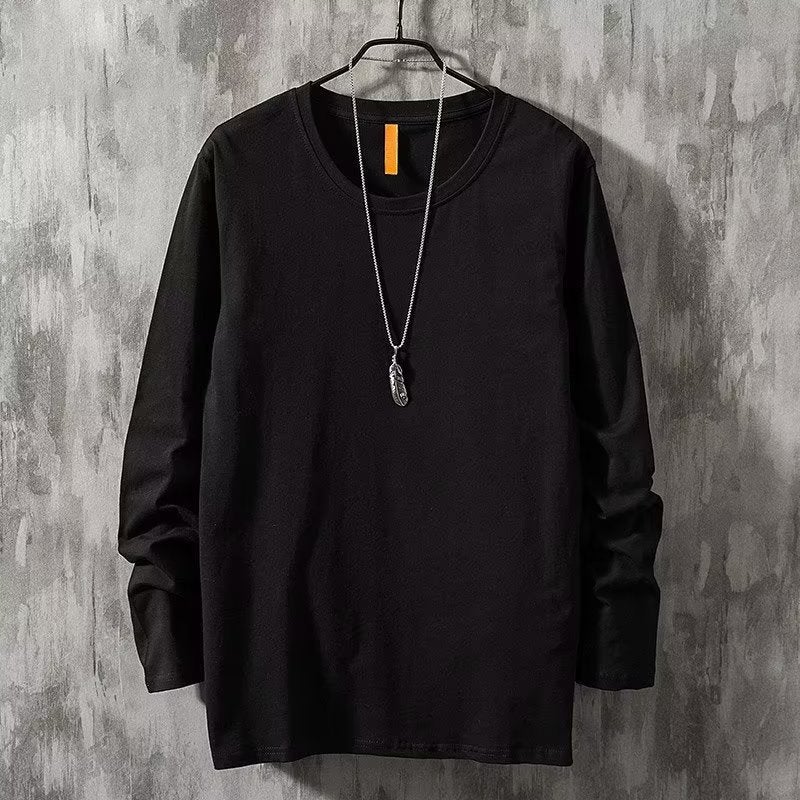 Long-Sleeved T-Shirt Men'S All-Match Fashion Brand T-Shirt Loose Handsome Solid Color Top 2023 Trendy Bottoming Shirt - Image 5