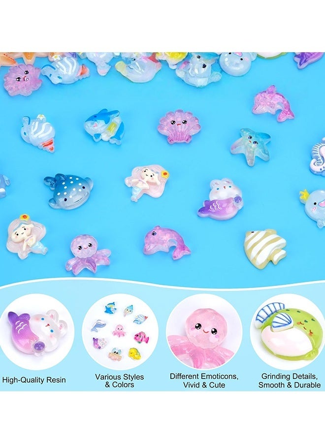 50 Pcs Mini Luminous Ocean Resin Animals Blind Bags Glow in The Dark Tiny Sea Creatures Figurines for Aquarium Fish Tank Potted Plant Dollhouse DIY Decor Birthday Gift Party Favors - Image 3