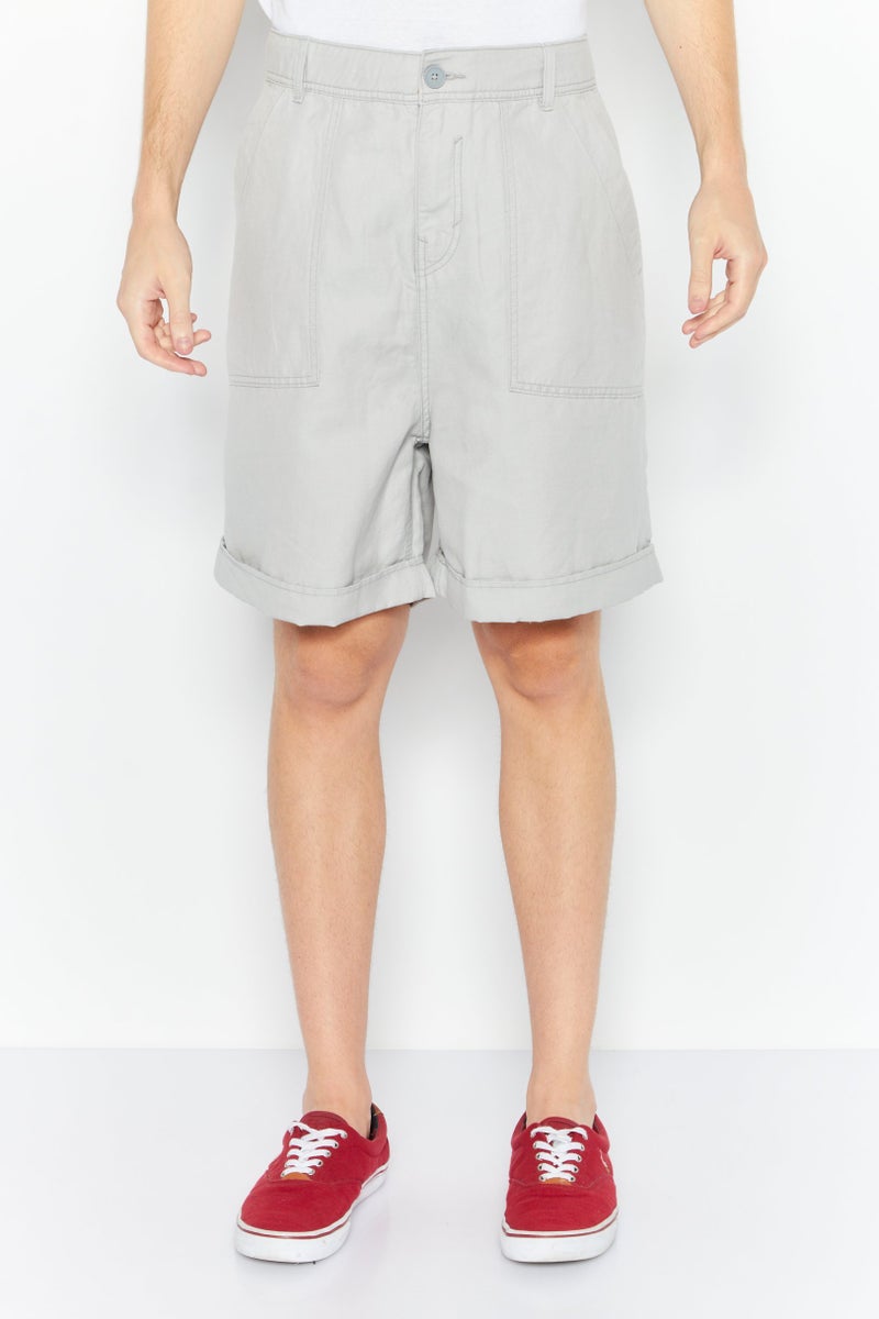 ESPRIT Men Plain Denim Shorts, Grey - Image 1