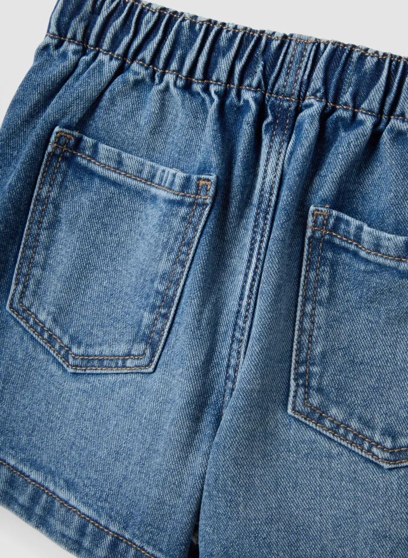 Ovs  OVS Girlsâ€™ Blue Denim Shorts In Pure Cotton, Regular Fit, With Buttons for Kids | Best Price UAE