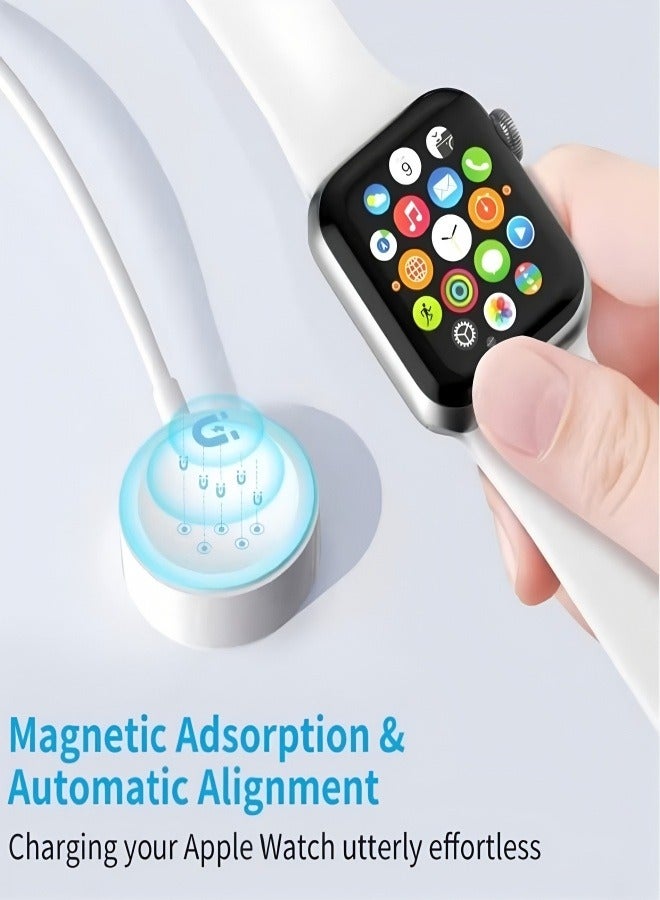 YINPAGE 2-in-1 Fast Charger Cable for iPhone & Apple Watch 1M White - Type-C to Lightning + Magnetic Charger, Compatible with iPhone 12/13/14 & Series 1-9/SE  - Image 3