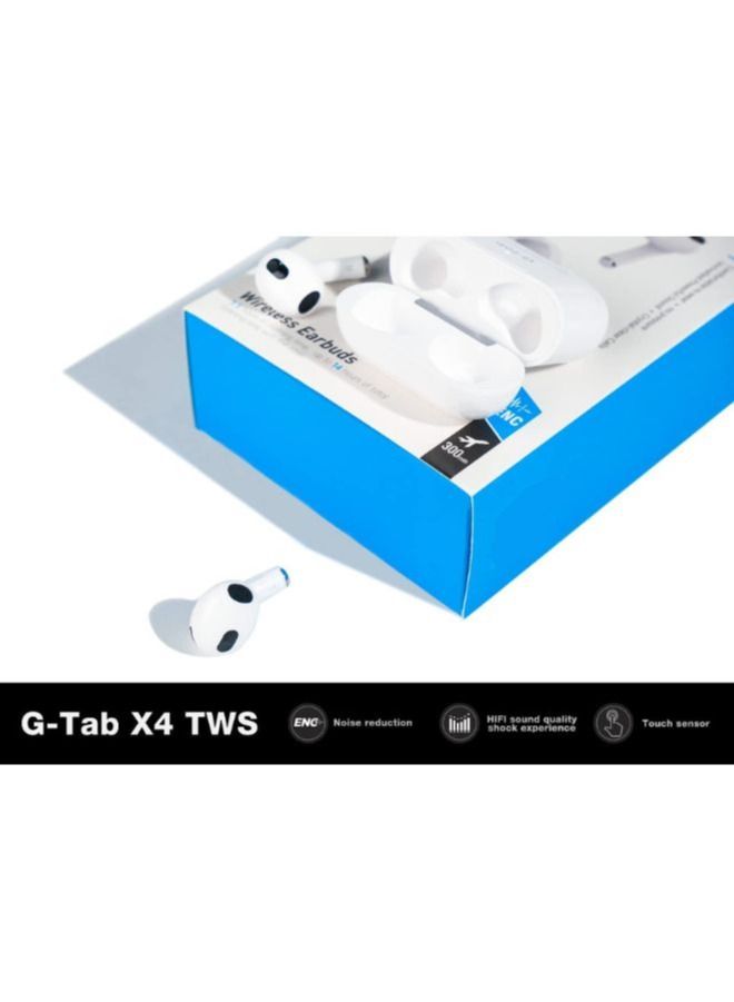 G-Tab X4 True Wireless Earbuds, Bluetooth Earphones V5.00 with Clear Calls,HIFI Sound Quality, Noise Reduction, Touch Sensor, Super Battery, Heavy Bass, 1 Free Earbuds Case for iPhone & Android, White - Image 3