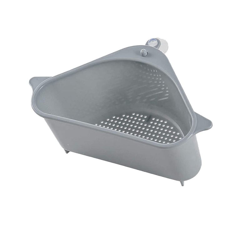 TECHNOWAYS SOLUTION Plastic Sink Basket Strainer, Triangular Multifunctional Drain Shelf Kitchen Sink Strainer Holder Multifunctional Box Organizer for Soap, Dishwashing, Sponge Etc.Color Grey - Image 1