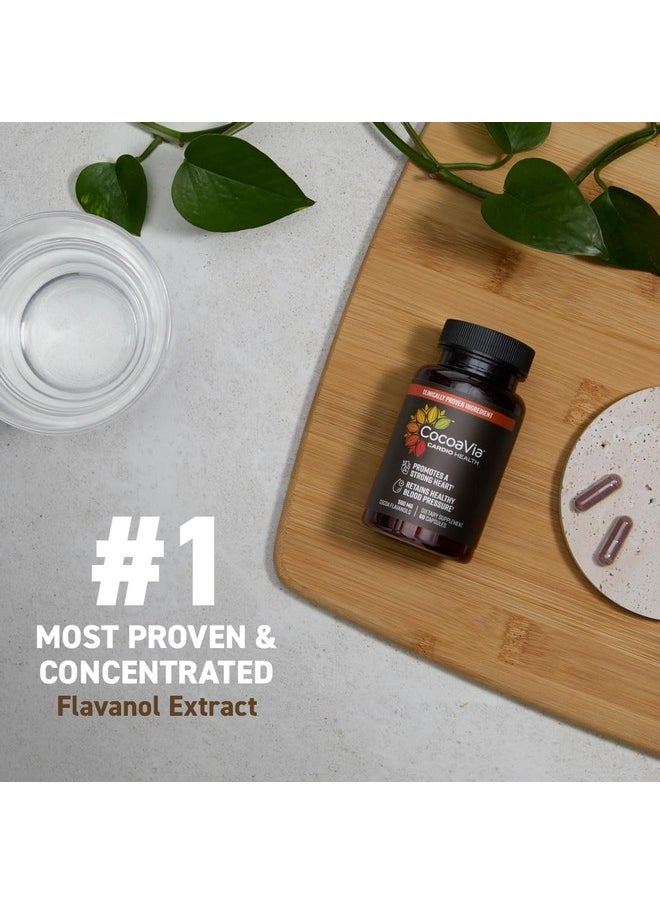 CocoaVia CocoaVia Cardio Health Supplement, 30 Day, 500mg Cocoa Flavanols, Support Heart Health, Boost Nitric Oxide, Blood Circulation, Energy, Vegan, Dark Chocolate, 60 Capsules  - Image 1