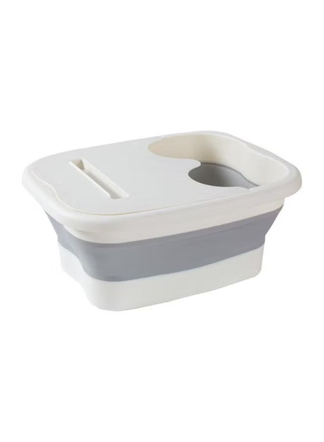 حوض نقع للقدمين، حوض استحمام قابل للطي للعناية بالقدمين، حوض استحمام محمول مانع للتسرب للعناية بالقدمين، حمام قدم قابل للطي لتخفيف التوتر مع بكرة تدليك، أحواض نقع متعددة الأغراض للقدمين للاستخدام في الهواء الطلق (أبيض) - Image 1