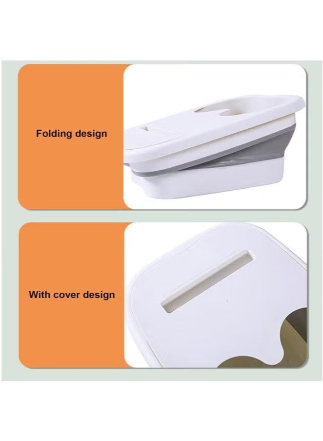 حوض نقع للقدمين، حوض استحمام قابل للطي للعناية بالقدمين، حوض استحمام محمول مانع للتسرب للعناية بالقدمين، حمام قدم قابل للطي لتخفيف التوتر مع بكرة تدليك، أحواض نقع متعددة الأغراض للقدمين للاستخدام في الهواء الطلق (أبيض) - Image 4