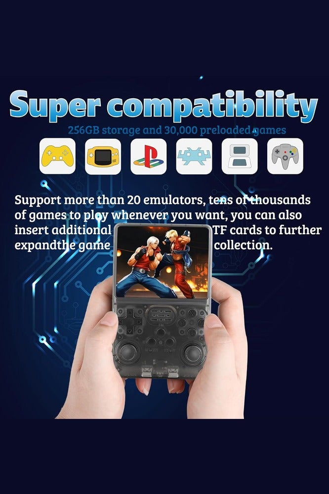Joshberg 128G R36S Retro Handheld Game Console, 3.5 inch Gaming Console, Mini Retro Video Console, Dual 3D Joysticks, 11 Emulators, 15000+ Games with Dual 3D Joysticks for boys and girls,Transparent black - Image 4