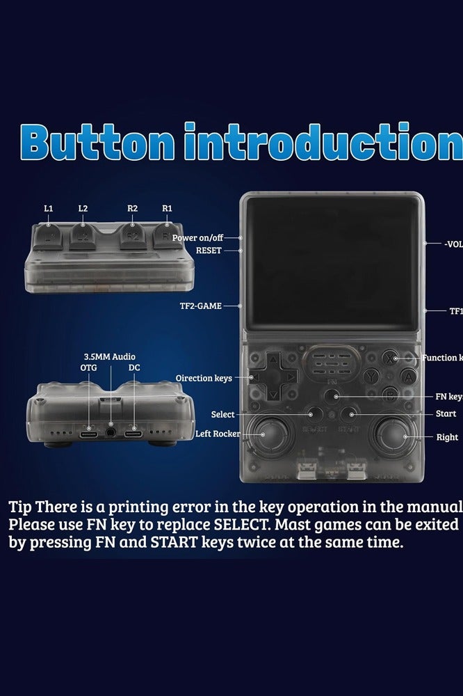Joshberg 128G R36S Retro Handheld Game Console, 3.5 inch Gaming Console, Mini Retro Video Console, Dual 3D Joysticks, 11 Emulators, 15000+ Games with Dual 3D Joysticks for boys and girls,Transparent black - Image 5