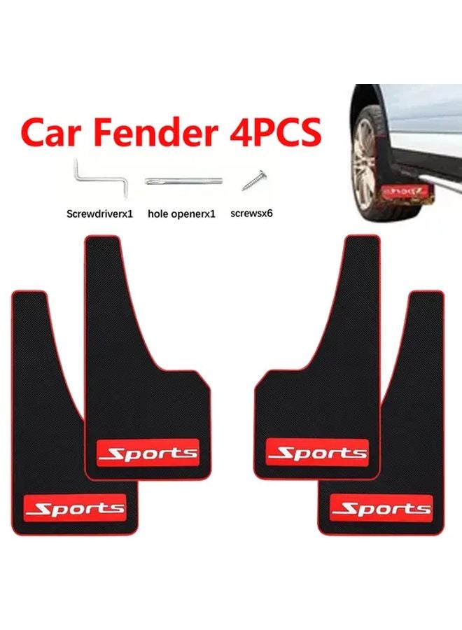 4pcs Black Red Short Car Mudguards Heavy Duty SUV Mud Flaps with Installation Tools - Image 2