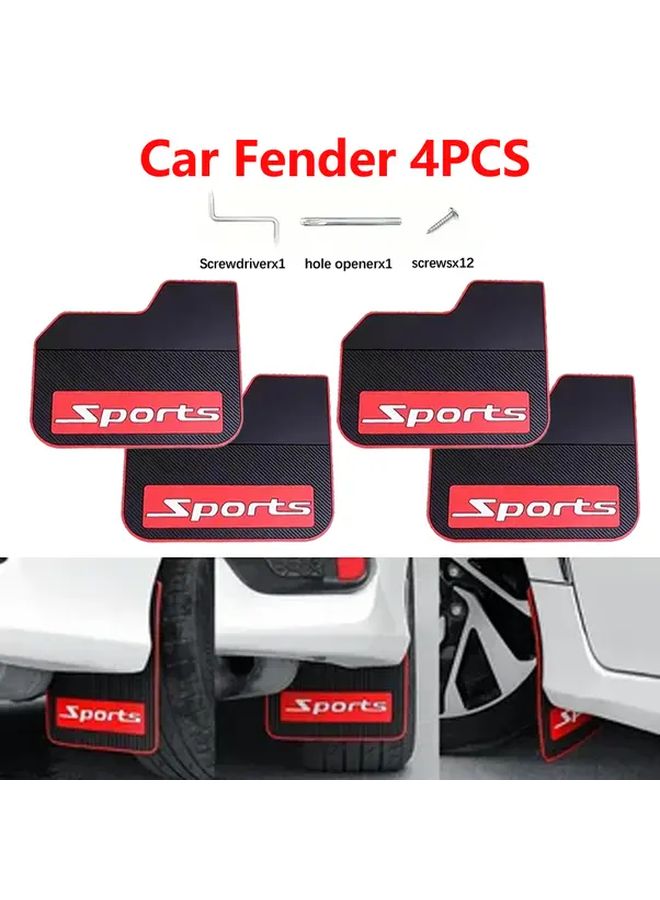 4pcs Black Red Short Car Mudguards Heavy Duty SUV Mud Flaps with Installation Tools - Image 1