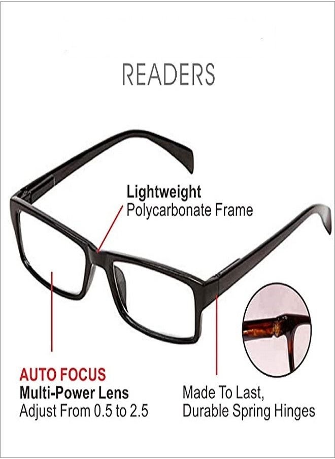 Generic - One Power Glasses Readers Pack of 3 Read Small Print and Computer Screens Adjustable Eyeglasses Flex Clear Focus Auto Adjusting Optic for Women & Men - Image 1