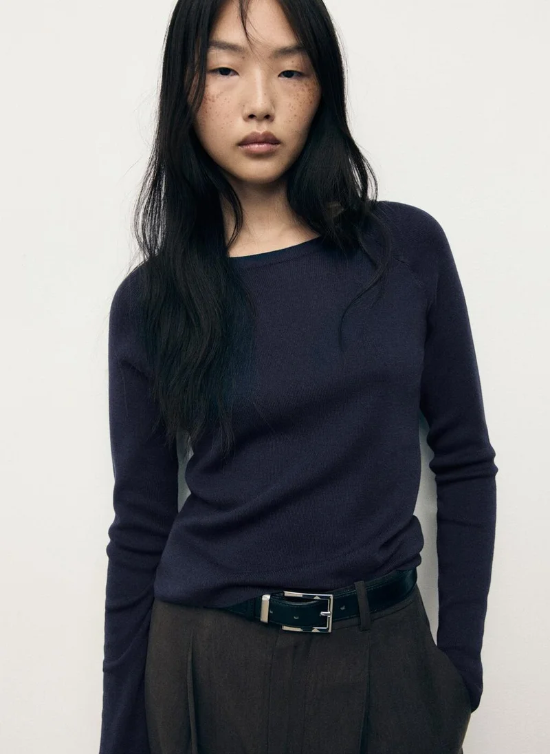 مانجو Long-sleeved fine-knit sweater