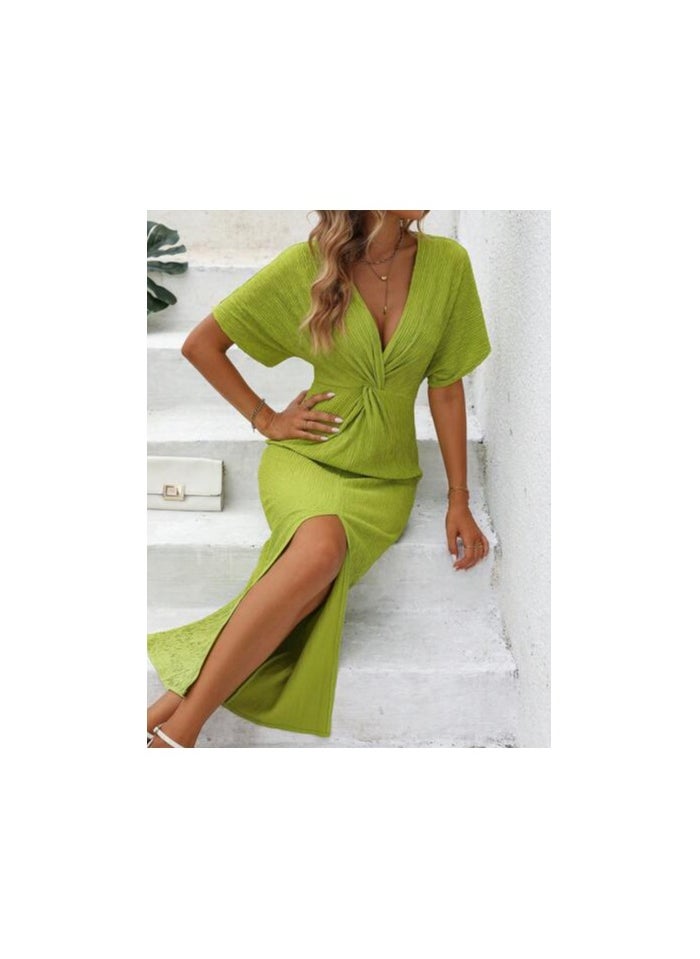 Shein - SHEIN Clasi Twist Front Split Thigh Dress - Image 1